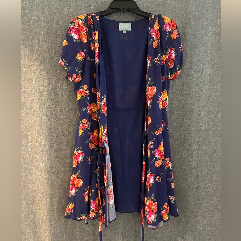 Skies Are Blue Deep Navy Floral Wrap Dress